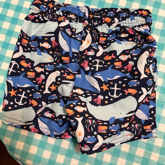 Cat & Jack Navy and Coral Sea Adventure Swim Trunks - Picture 2 of 3